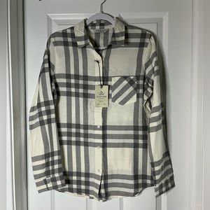 Alpine Design gray and white flannel button up